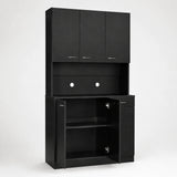 71" Tall Kitchen Pantry Cabinet with Hutch, Microwave Shelf & Storage Drawer