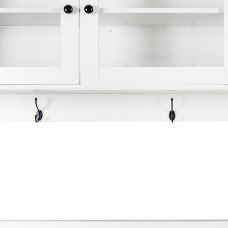 63" W Large Kitchen Cabinet with Hutch, 4 Doors, 4 Drawers & Microwave Shelf