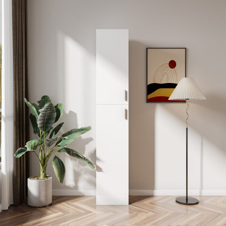 Sleek Tall Storage Cabinet w/ doors for Bedroom, Kitchen, Bathroom
