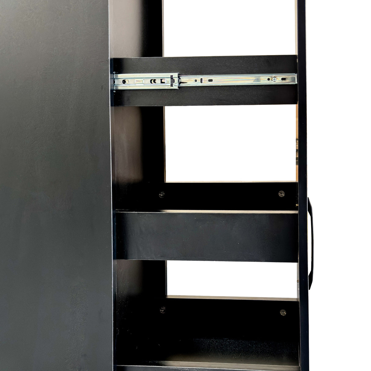 71” White Slim Rolling Pantry Cabinet with 6-Tier Shelf & Wheels