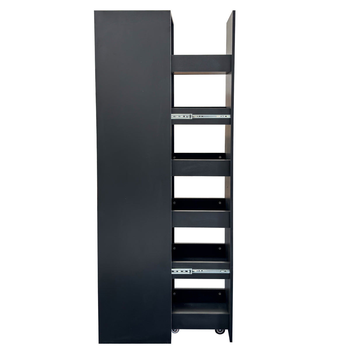 71” White Slim Rolling Pantry Cabinet with 6-Tier Shelf & Wheels