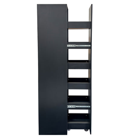 71” White Slim Rolling Pantry Cabinet with 6-Tier Shelf & Wheels