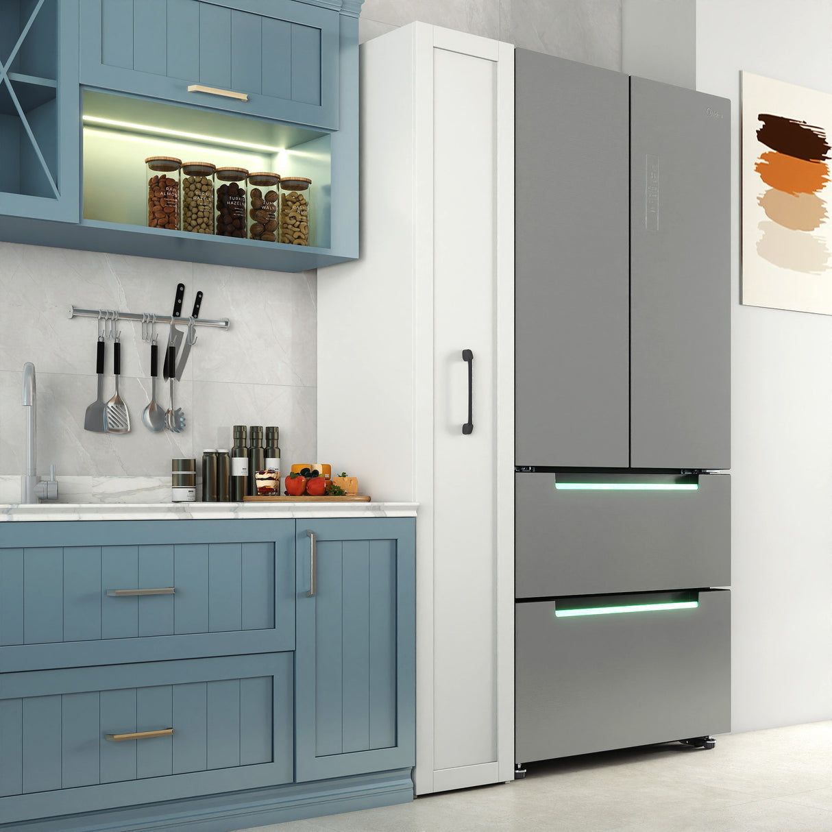 Slim Rolling Pantry Cabinet with 6-Tier Shelf & Wheels | White, 11.8" Depth