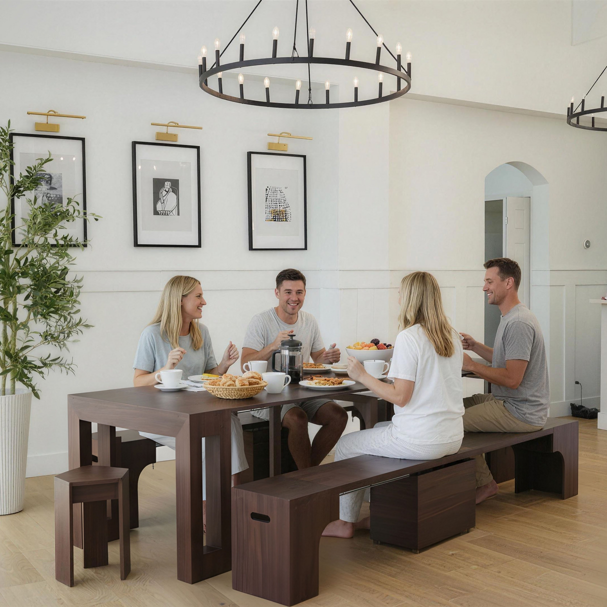 Solid Wood Extendable Dining Table Seats 2-12, 22"-120" | Self-Storing