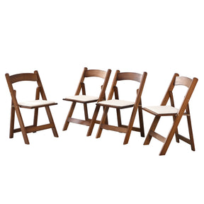 Upholstered Folding Dining Chair w/ Wooden Frame & PU leather | Set of 4