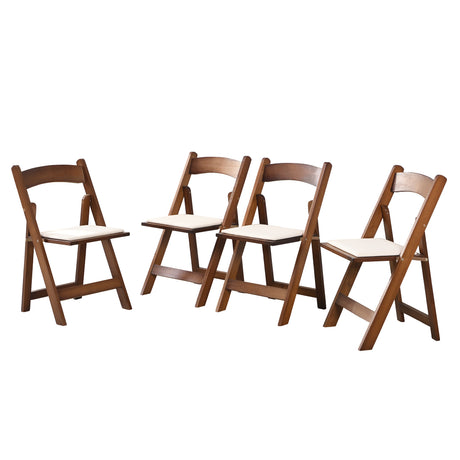 Upholstered Folding Dining Chair w/ Wooden Frame & PU leather | Set of 4