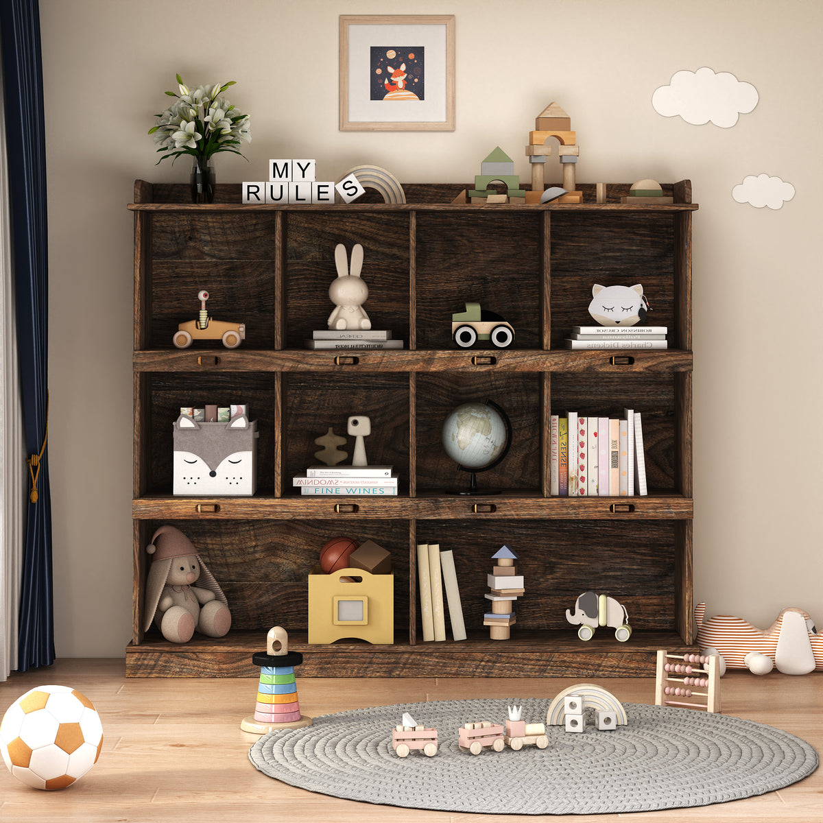 Bookcase w/ 10 Cubby Holes for Storage and Display | 47" Tall