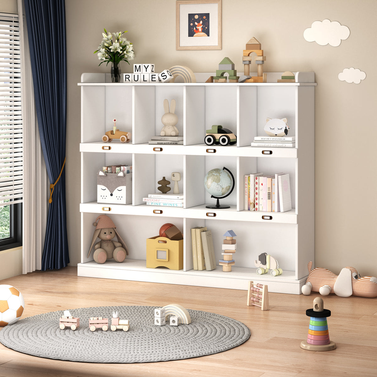 Bookcase w/ 10 Cubby Holes for Storage and Display | 47" Tall