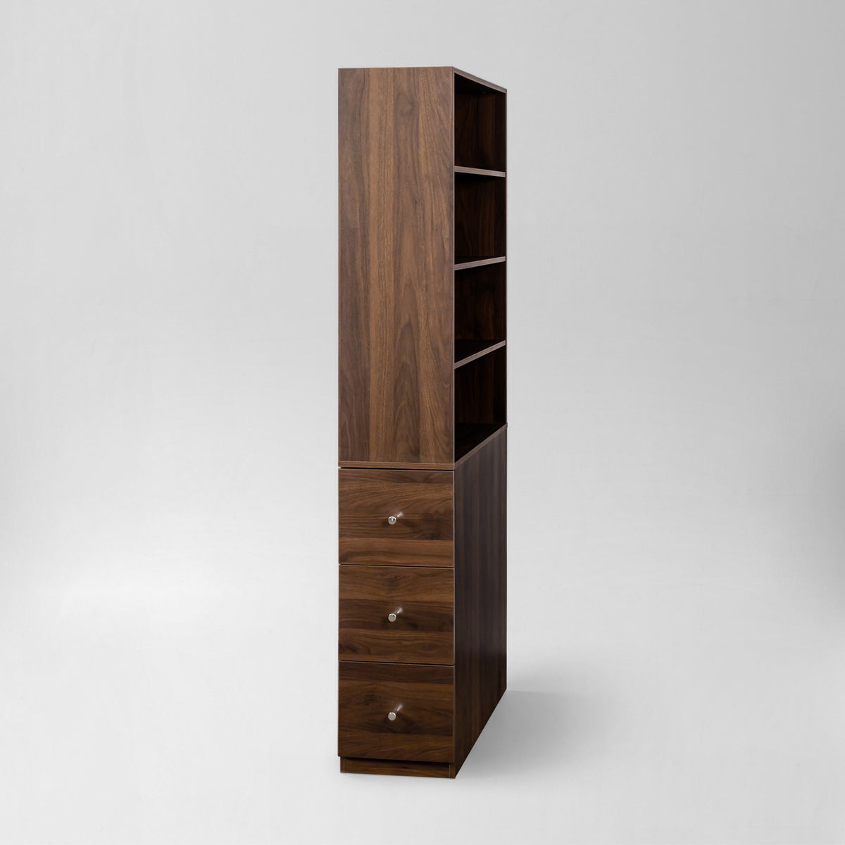 71" Narrow Display Storage Cabinet w/ 4-Tier Shelf and 3 Side Drawers