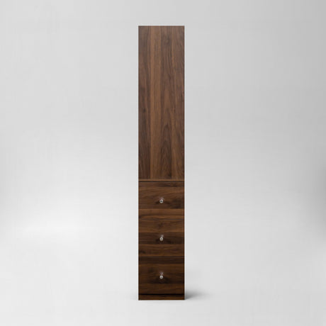 71" Narrow Display Storage Cabinet w/ 4-Tier Shelf and 3 Side Drawers