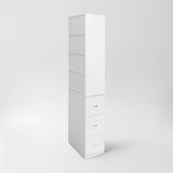 71" Narrow Display Storage Cabinet w/ 4-Tier Shelf and 3 Side Drawers