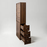 71" Narrow Display Storage Cabinet w/ 4-Tier Shelf and 3 Side Drawers