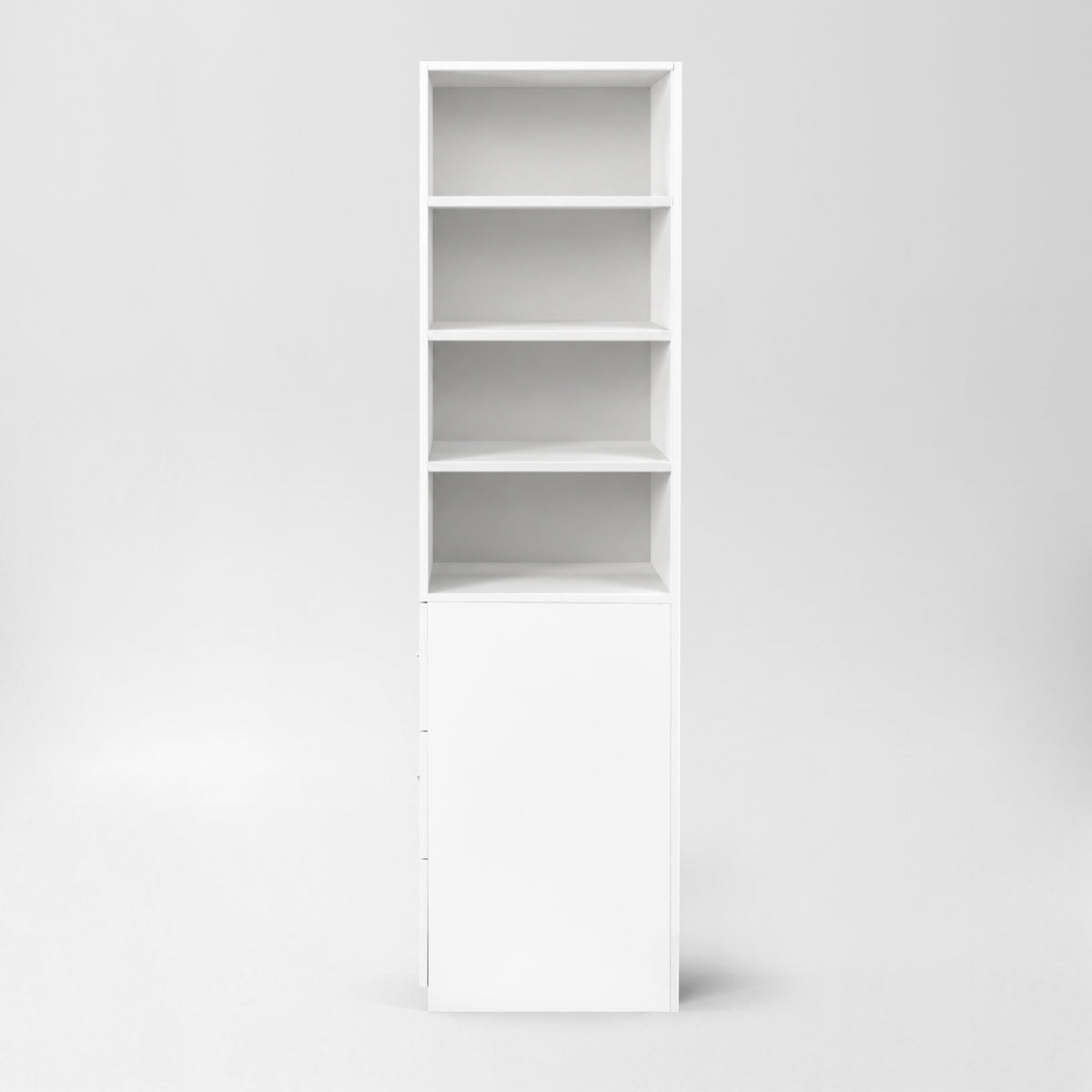 71" Narrow Display Storage Cabinet w/ 4-Tier Shelf and 3 Side Drawers