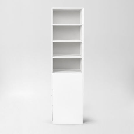 71" Narrow Display Storage Cabinet w/ 4-Tier Shelf and 3 Side Drawers
