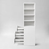 71" Narrow Display Storage Cabinet w/ 4-Tier Shelf and 3 Side Drawers