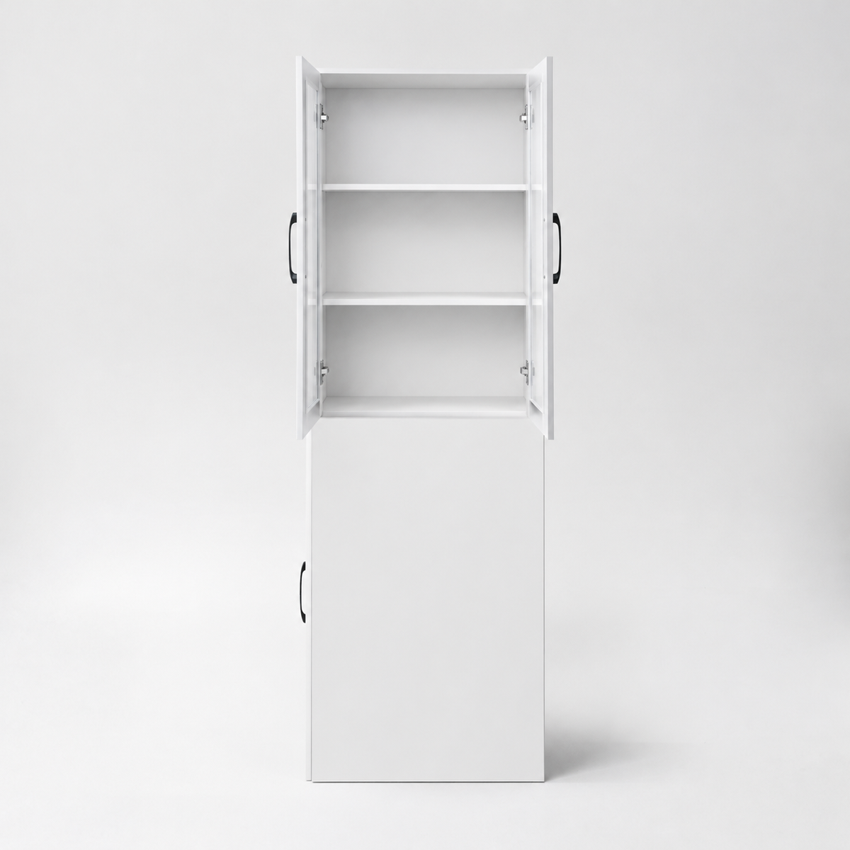 71" Pantry Cabinet with Glass Doors & Side Pull-Out Rack