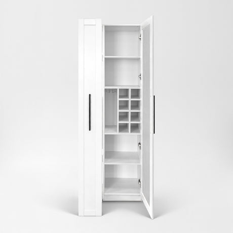 71" Narrow Pantry Cabinet with Pull-Out Storage & Wine Rack