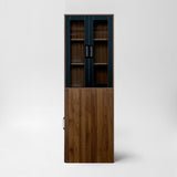 71" Pantry Cabinet with Glass Doors & Side Pull-Out Rack