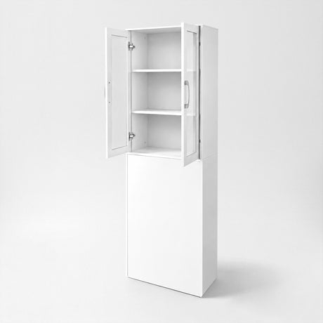 71" Pantry Cabinet with Glass Doors & Side Pull-Out Rack