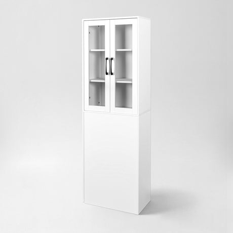 71" Pantry Cabinet with Glass Doors & Side Pull-Out Rack
