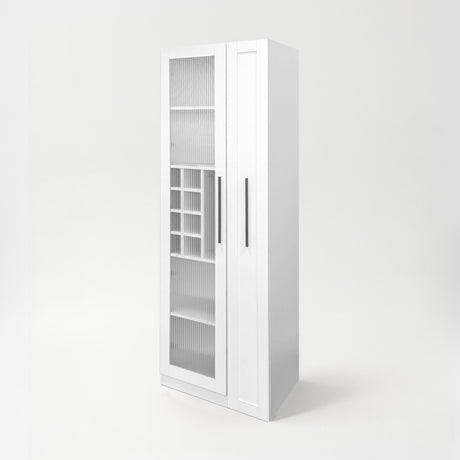 71" Narrow Pantry Cabinet with Pull-Out Storage & Wine Rack