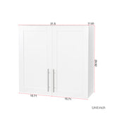 Wall-mounted Storage Cabinet w/ 2 Doors for Kitchen & Bathroom, White