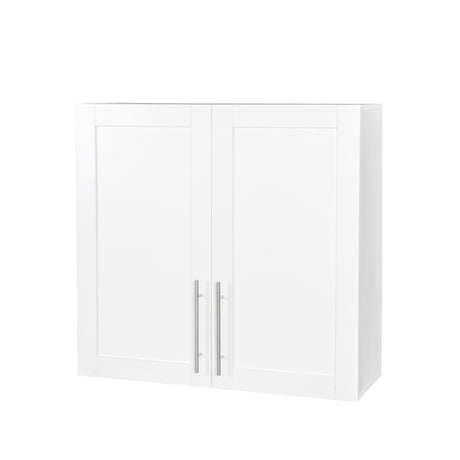 Wall-mounted Storage Cabinet w/ 2 Doors for Kitchen & Bathroom, White