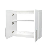 Wall-mounted Storage Cabinet w/ 2 Doors for Kitchen & Bathroom, White