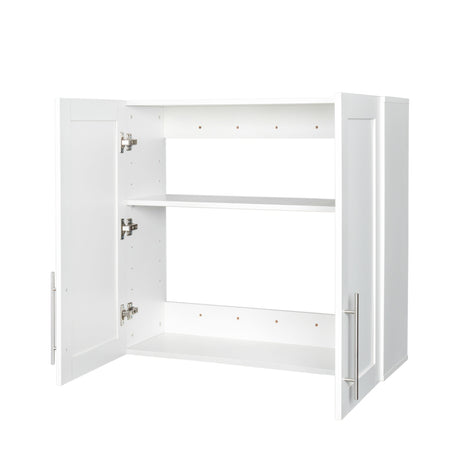 Wall-mounted Storage Cabinet w/ 2 Doors for Kitchen & Bathroom, White