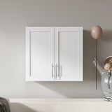 Wall-mounted Storage Cabinet w/ 2 Doors for Kitchen & Bathroom, White