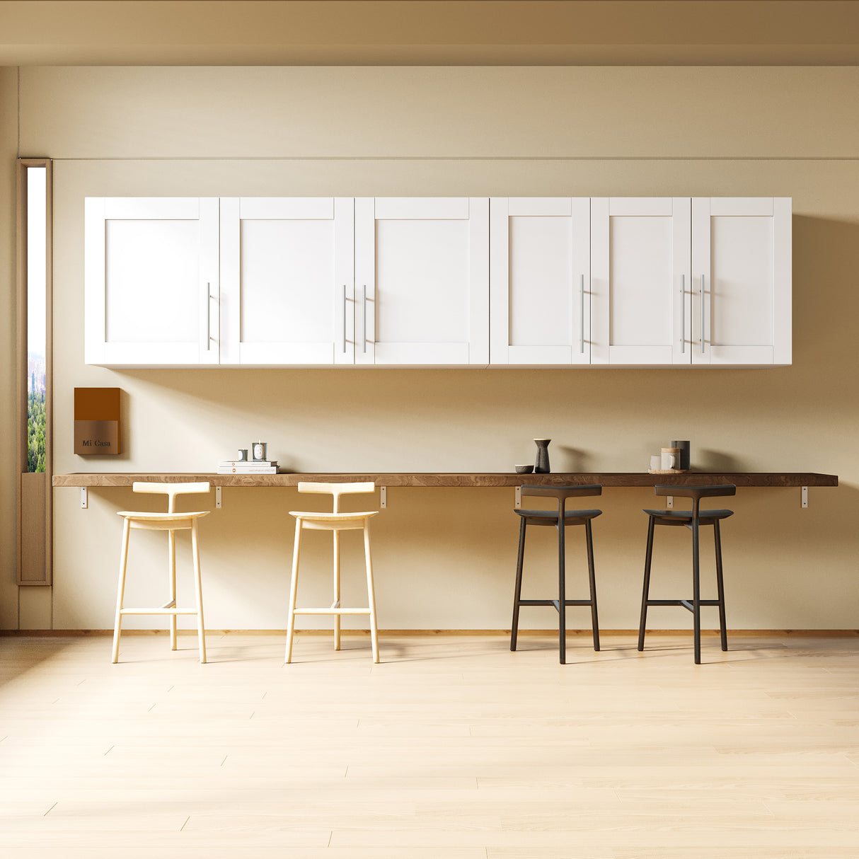 Wall-mounted Storage Cabinet w/ 2 Doors for Kitchen & Bathroom, White