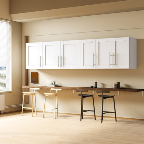 Wall-mounted Storage Cabinet w/ 2 Doors for Kitchen & Bathroom, White