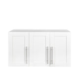 Wall-mounted Storage Cabinet w/ 3 Doors for Kitchen & Bathroom, White