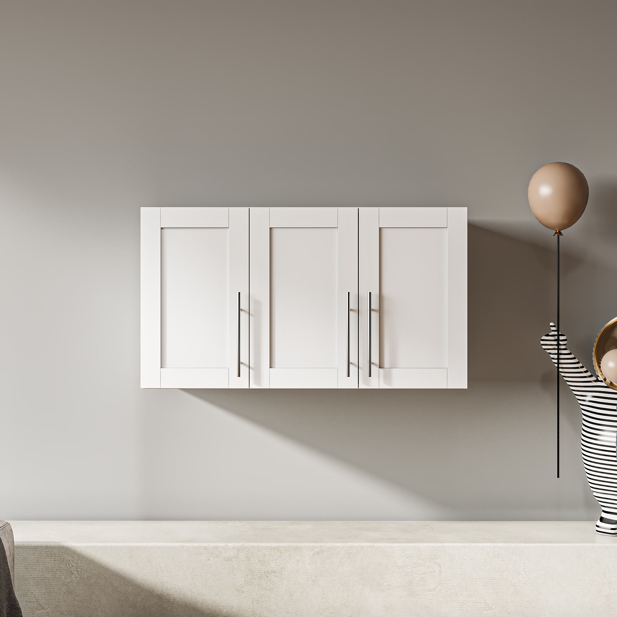 Wall-Mounted Stackable Storage Cabinet w/ Adjustable Shelves & 3