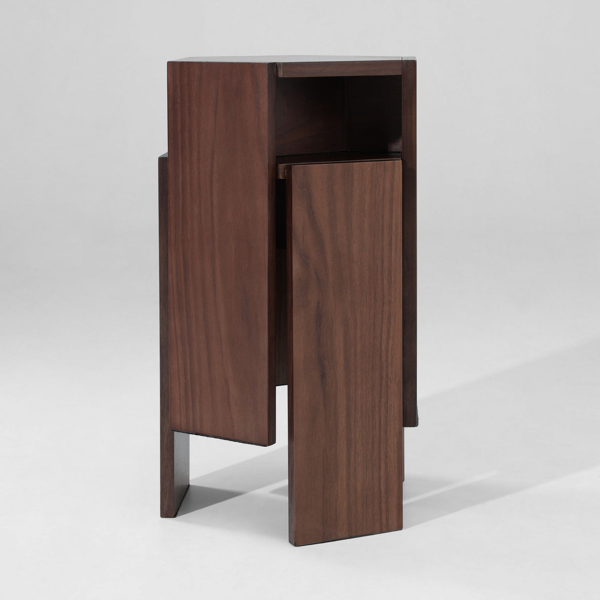 Walnut Hexagonal Stacking Stools (Set of 2) | Modular Side Table & Seat