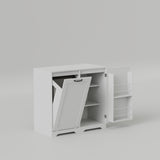 White Tilt-Out Laundry Hamper Cabinet w/ Door & Adjustable Shelves