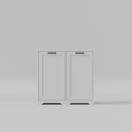 White Tilt-Out Laundry Hamper Cabinet w/ Door & Adjustable Shelves