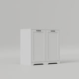 White Tilt-Out Laundry Hamper Cabinet w/ Door & Adjustable Shelves