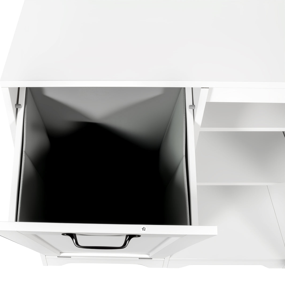 White Tilt-Out Laundry Hamper Cabinet w/ Door & Adjustable Shelves