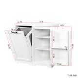 White Tilt-Out Laundry Hamper Cabinet w/ Door & Adjustable Shelves