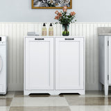 White Tilt-Out Laundry Hamper Cabinet w/ Door & Adjustable Shelves