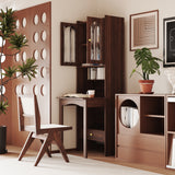 Wood Bookcase with Foldable Desk & Glass Doors for Home Office | Space-Saving