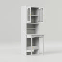 Space-Saving Fold Down Desk with Storage Cabinet Hutch | Modern Secretary Desk