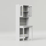 Space-Saving Fold Down Desk with Storage Cabinet Hutch | Modern Secretary Desk
