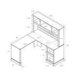 L-Shaped Computer Desk with Hutch, Storage Shelves & 2 Drawers for Home Office