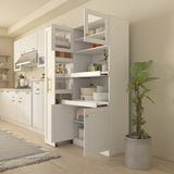 71" Tall Kitchen Pantry Cabinet with Pull Out Shelves and Glass Doors | Multifunctional