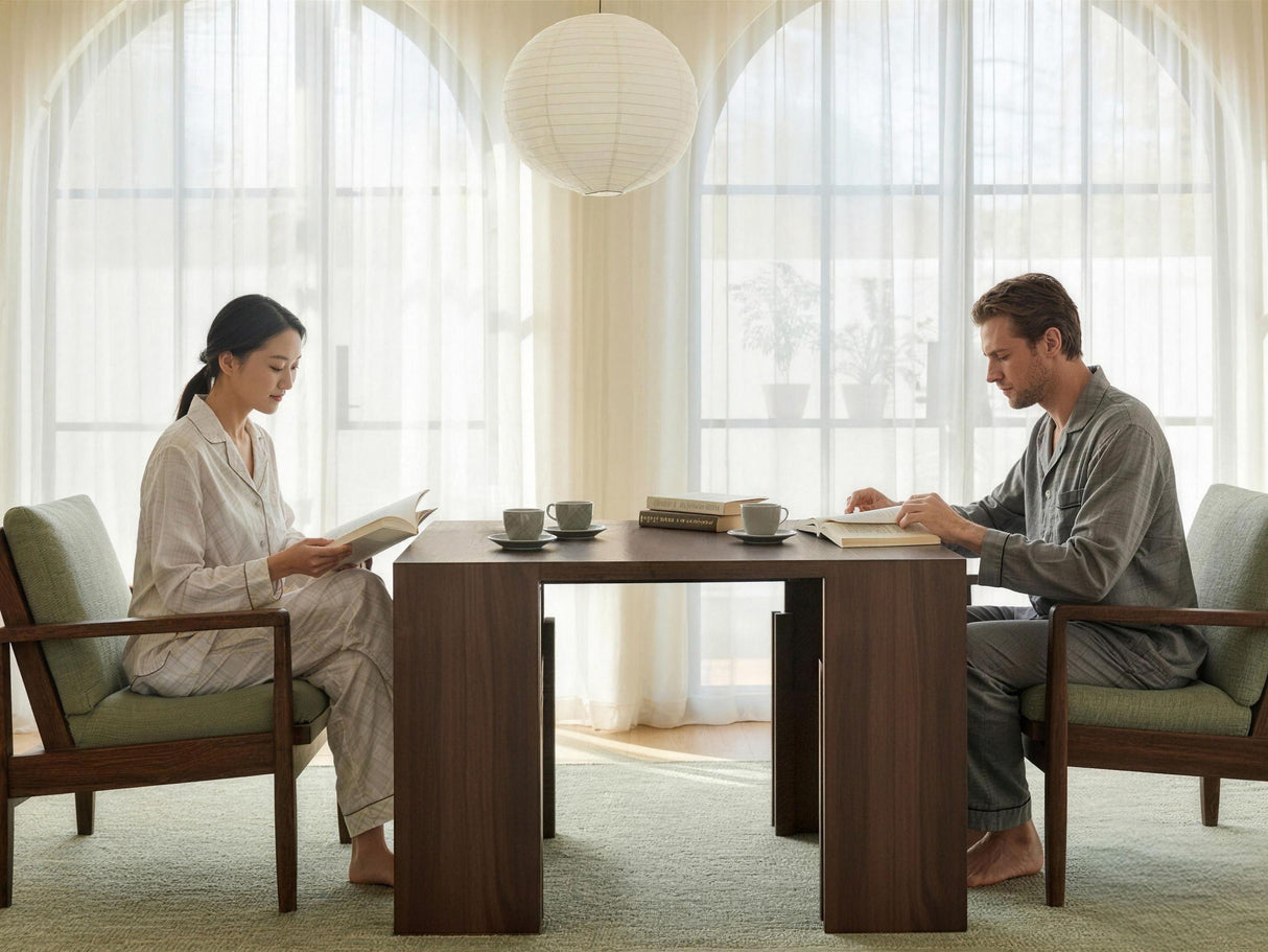 Extendable Dining Table & Bench Set | Seats 2–12, Space-Saving & Self-Storing, Solid Wood