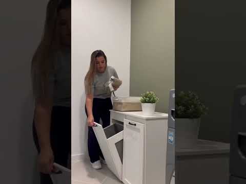 Double Tilt-Out Laundry Hamper Cabinet with 2 Removable Liner Bags, 22 Gallon