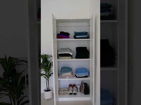 Modern Wardrobe Armoire with 2 Doors & 3 Adjustable Shelves, 71"H x 30" W