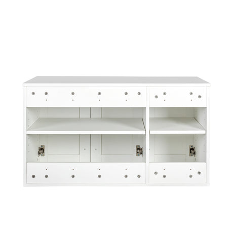 Wall-Mounted Stackable Storage Cabinet w/ Adjustable Shelves & 3 Doors